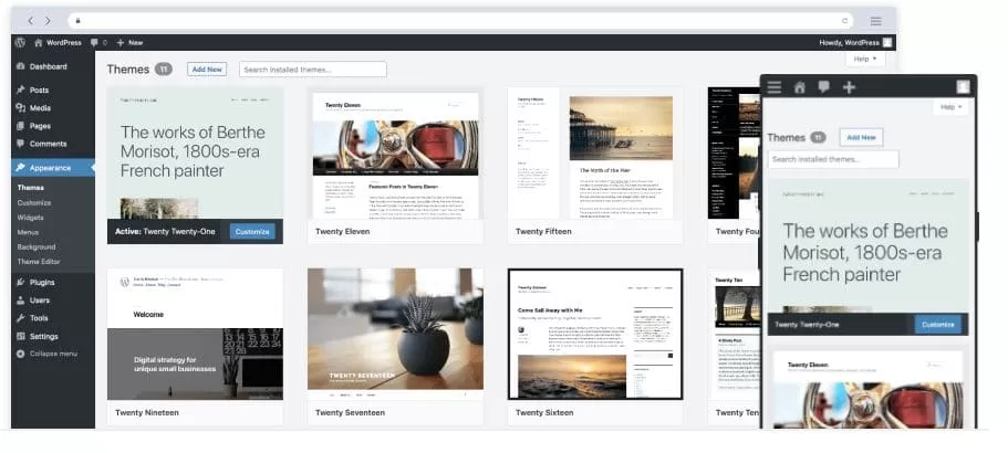 illustration du logiciel de creation de sites WordPress.org