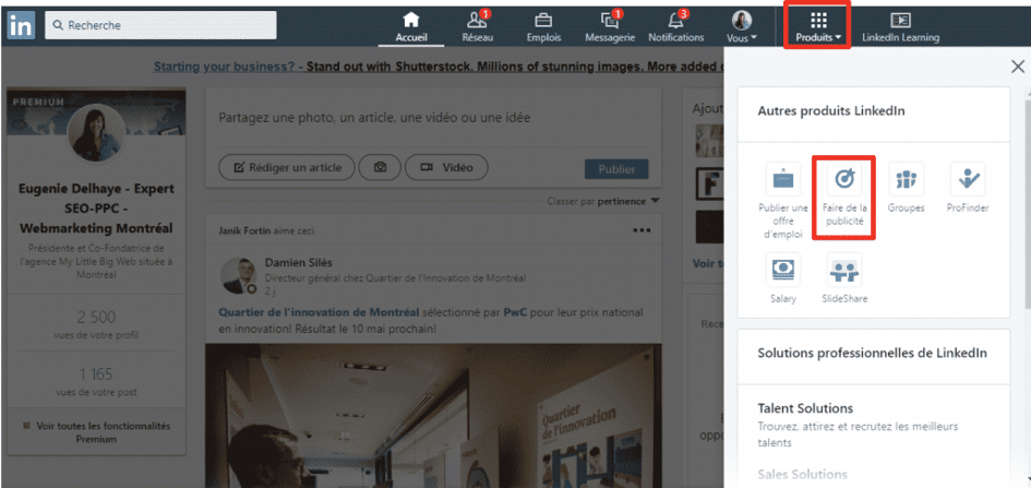 créer publicité linkedin Ads
