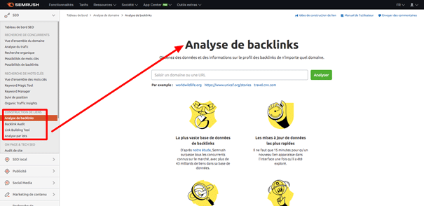 analyse backlinks semrush 