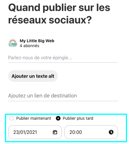 quand publier sur les réseaux sociaux - épingle pinterest