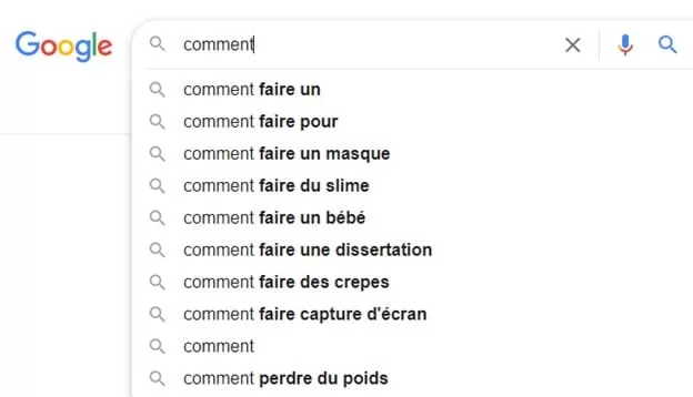 Statistiques SEO sur l'intention de recherche grâce à la saisie semi-automatique