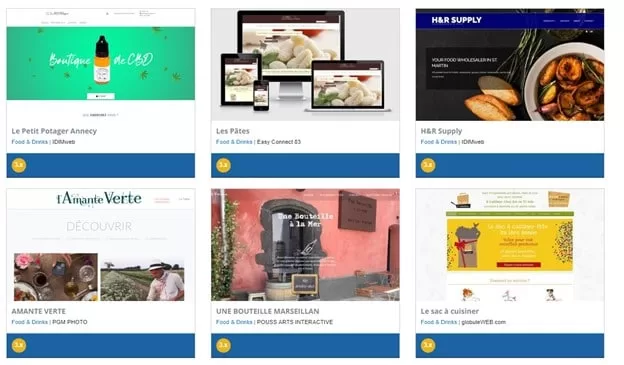 Propositions de thèmes du CMS Joomla avec le terme nourriture.
