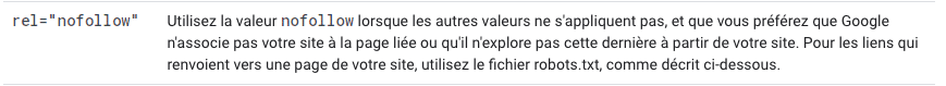 balise nofollow maillage interne