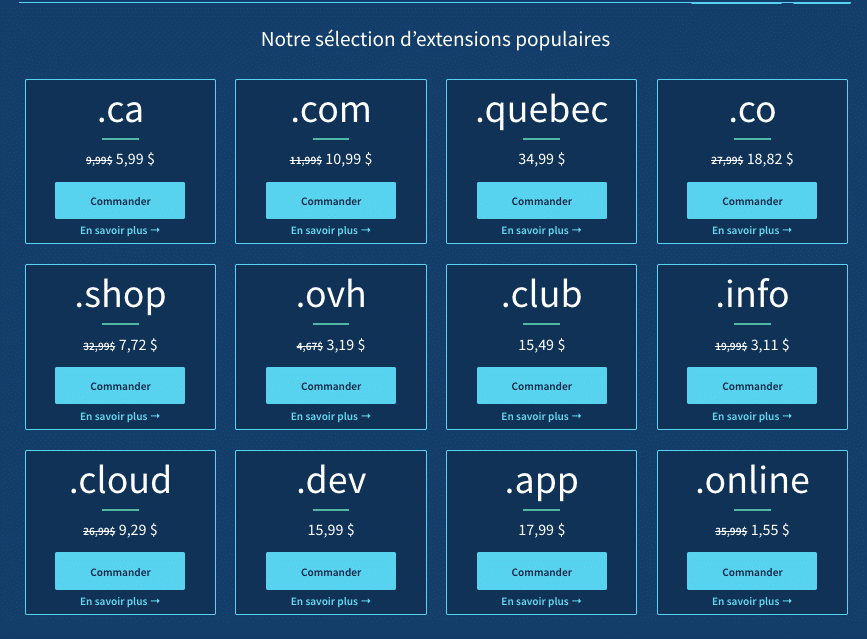 prix nom de domaine