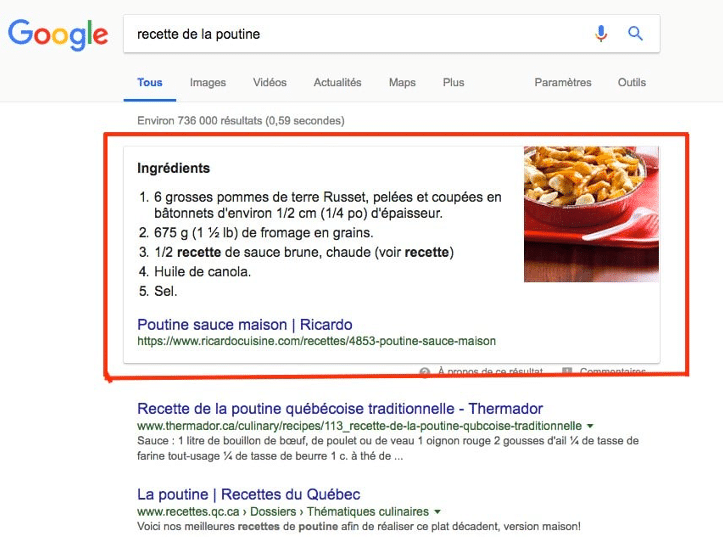 position zéro google