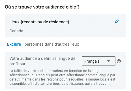 selectionner audience linkedin ads
