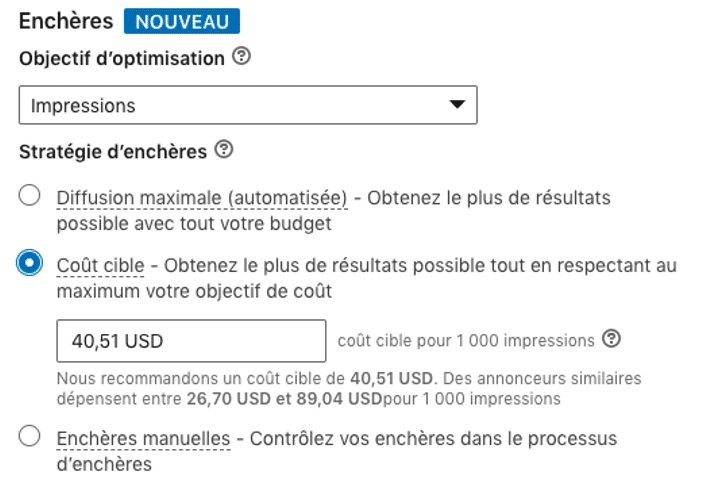 enchères linkedin ads