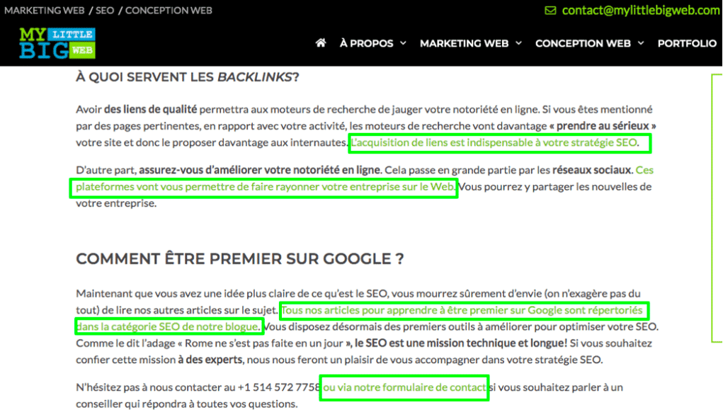 maillage site web conversion
