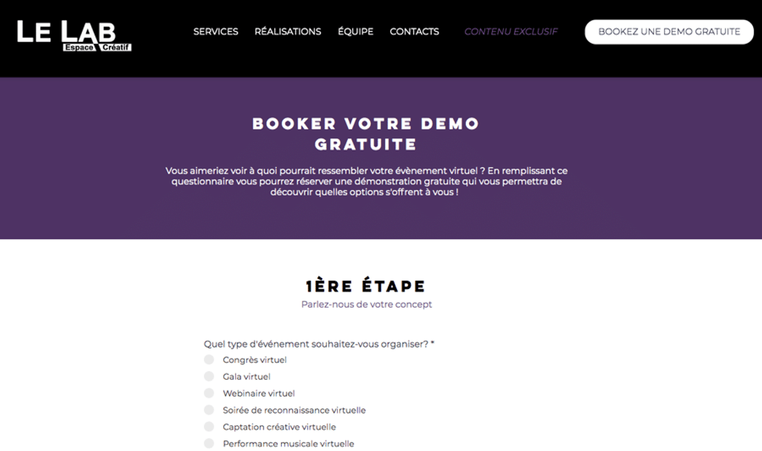 ton page de destination