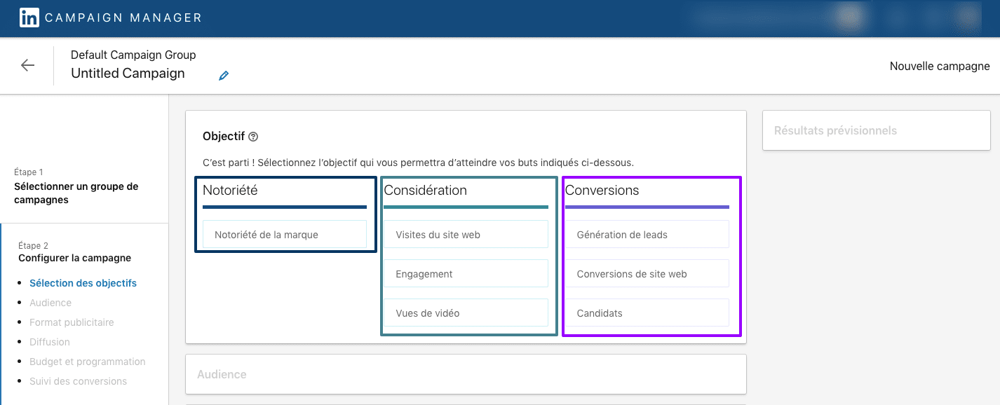 objectifs linkedin ads