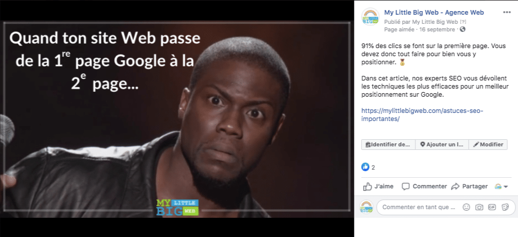 post humour page facebook augmentation fans