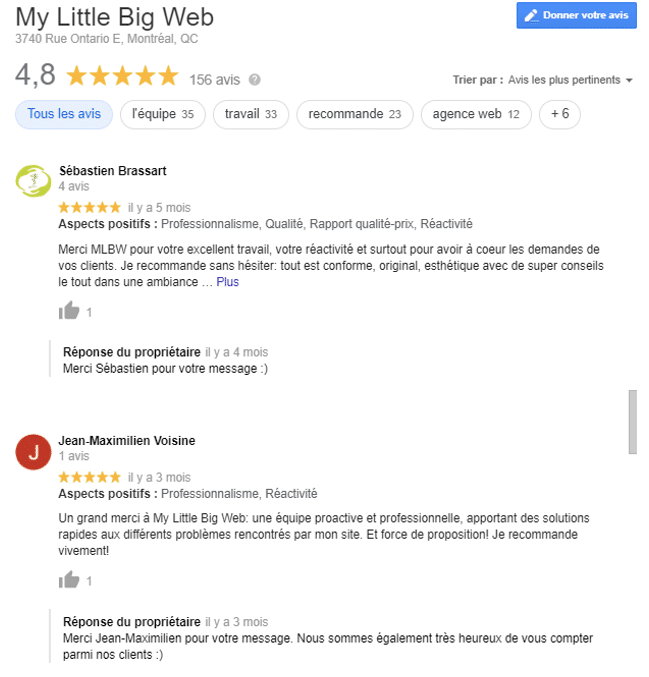 IMAGE Avis Positifs Fiche Entreprise Locale Google My Business