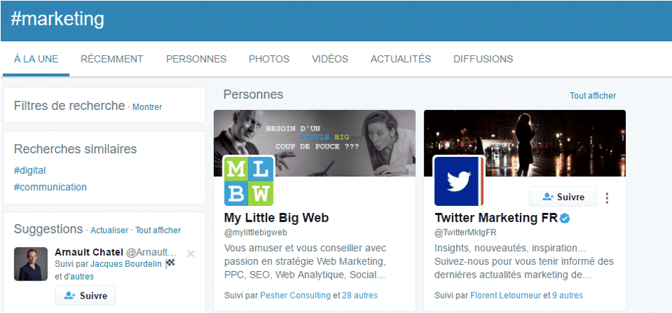 Outil de recherche par mots clés Twitter