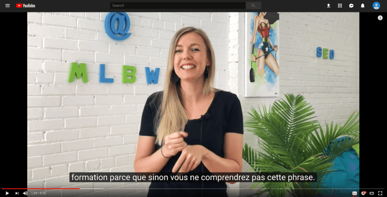 Sous-titre SEO sur YouTube