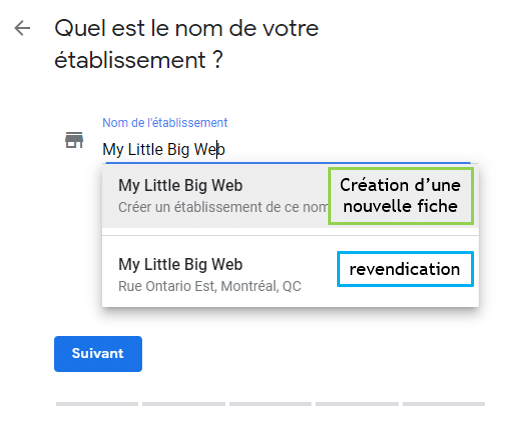 revendication ou création fiche Google My Business