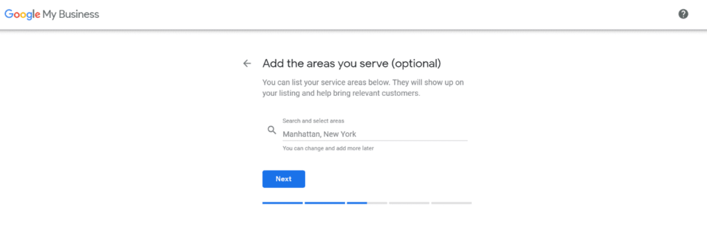 Google My Business Add Area