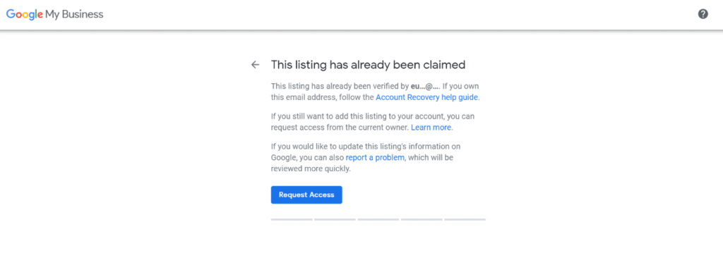 Google My Business Claimed Listing