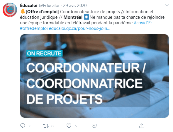 partage emploi twitter corporatif