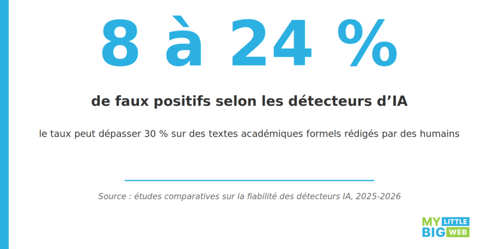 pourcentage de faux positifs selon les détecteurs IA